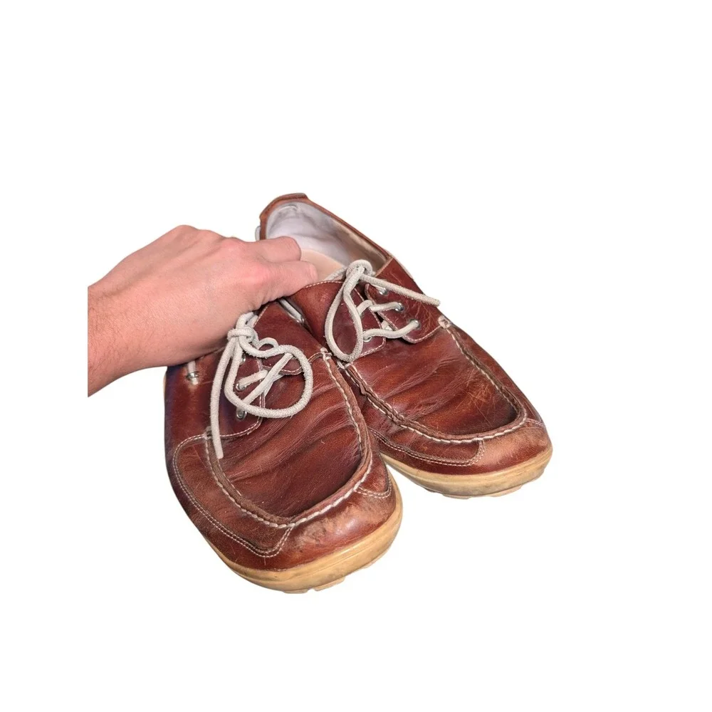 Cole Haan Mens Brown Leather Boat Shoes C03542 Moc Toe Loafers Size 10.5 M